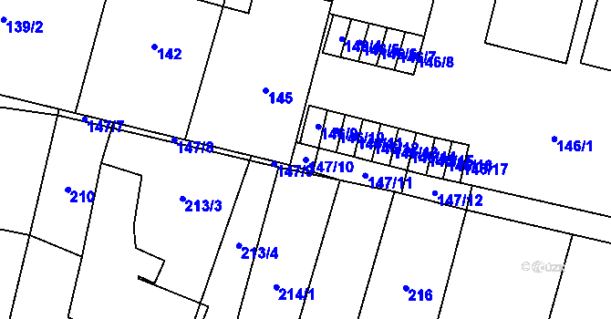 Parcela st. 147/10 v KÚ Říčany u Brna, Katastrální mapa