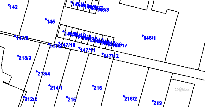 Parcela st. 147/12 v KÚ Říčany u Brna, Katastrální mapa