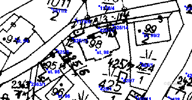 Parcela st. 98 v KÚ Říčky v Orlických horách, Katastrální mapa