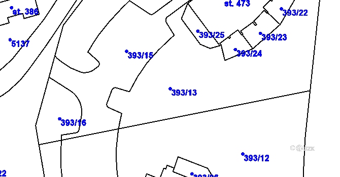 Parcela st. 393/13 v KÚ Říčky v Orlických horách, Katastrální mapa