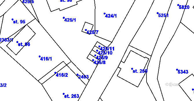 Parcela st. 425/10 v KÚ Říčky v Orlických horách, Katastrální mapa