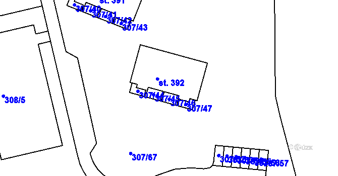 Parcela st. 392 v KÚ Říčky v Orlických horách, Katastrální mapa