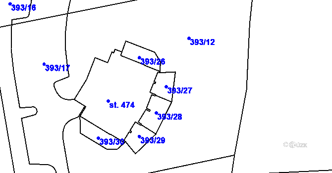 Parcela st. 393/27 v KÚ Říčky v Orlických horách, Katastrální mapa