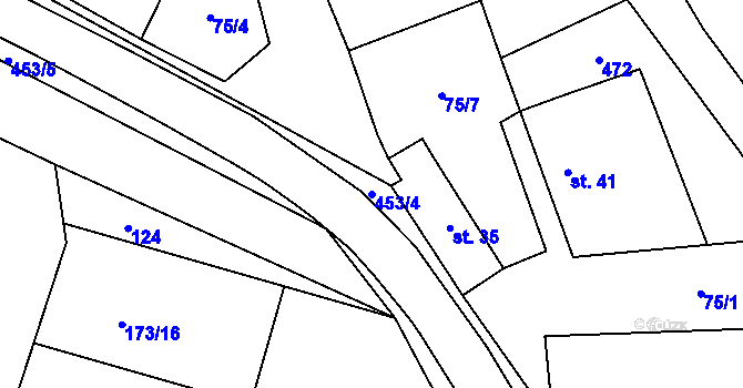Parcela st. 453/4 v KÚ Řídelov, Katastrální mapa