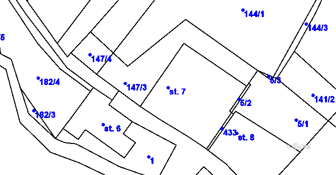 Parcela st. 7 v KÚ Řikonín, Katastrální mapa
