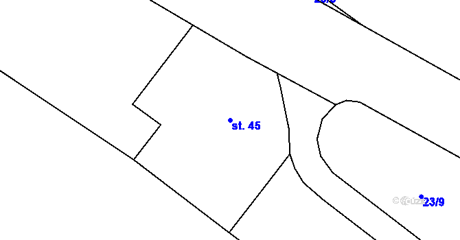 Parcela st. 45 v KÚ Řikonín, Katastrální mapa