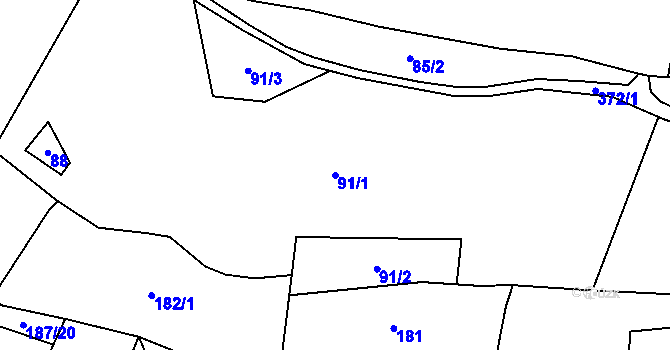 Parcela st. 91/1 v KÚ Řikonín, Katastrální mapa