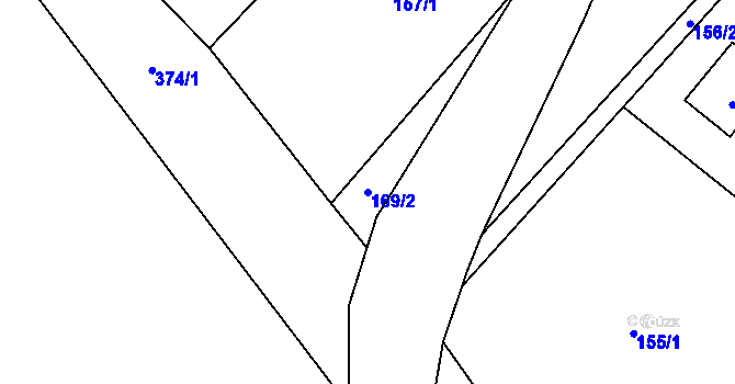 Parcela st. 169/2 v KÚ Řikonín, Katastrální mapa