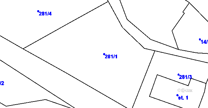 Parcela st. 281/1 v KÚ Řikonín, Katastrální mapa