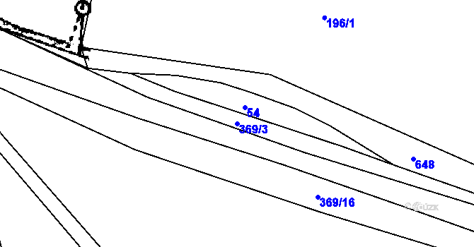 Parcela st. 369/3 v KÚ Řikonín, Katastrální mapa