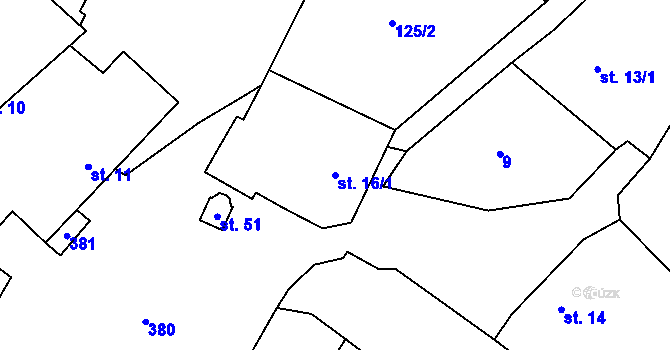 Parcela st. 16/1 v KÚ Řikonín, Katastrální mapa