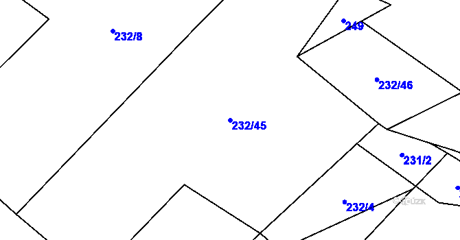 Parcela st. 232/45 v KÚ Řikonín, Katastrální mapa