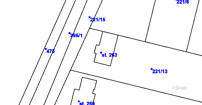 Parcela st. 263 v KÚ Říkovice u Přerova, Katastrální mapa