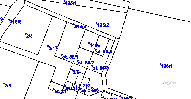Parcela st. 85/4 v KÚ Říkovice u Přerova, Katastrální mapa