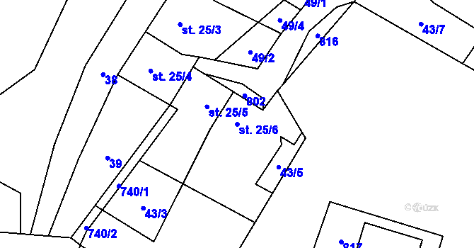 Parcela st. 25/6 v KÚ Řimice, Katastrální mapa