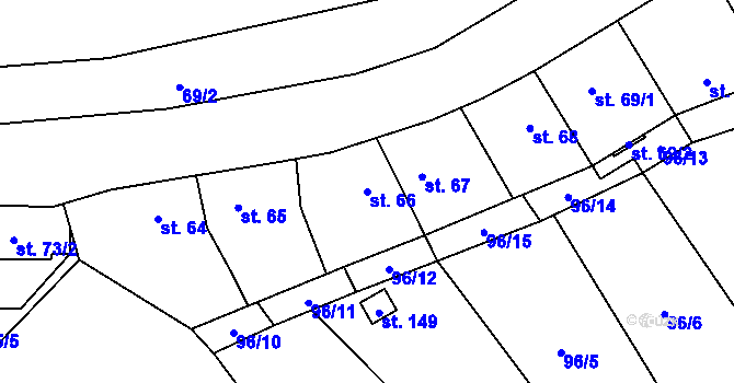 Parcela st. 66 v KÚ Řimice, Katastrální mapa