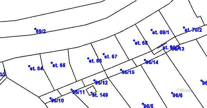 Parcela st. 67 v KÚ Řimice, Katastrální mapa