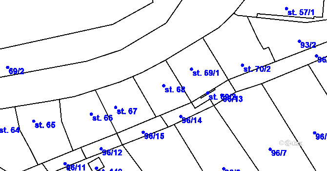 Parcela st. 68 v KÚ Řimice, Katastrální mapa