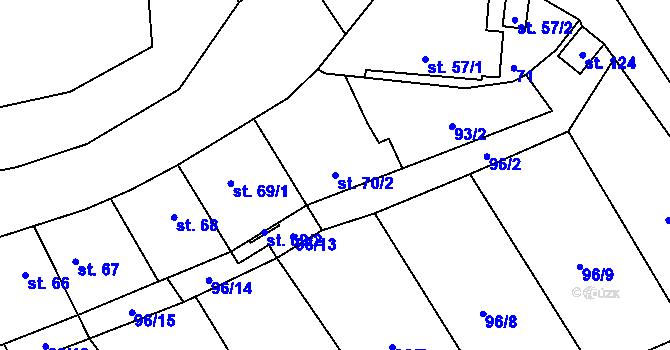 Parcela st. 70/2 v KÚ Řimice, Katastrální mapa