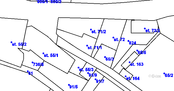 Parcela st. 71/1 v KÚ Řimice, Katastrální mapa