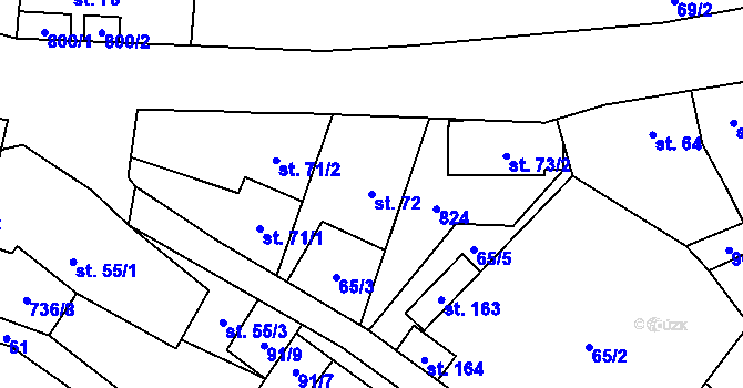 Parcela st. 72 v KÚ Řimice, Katastrální mapa