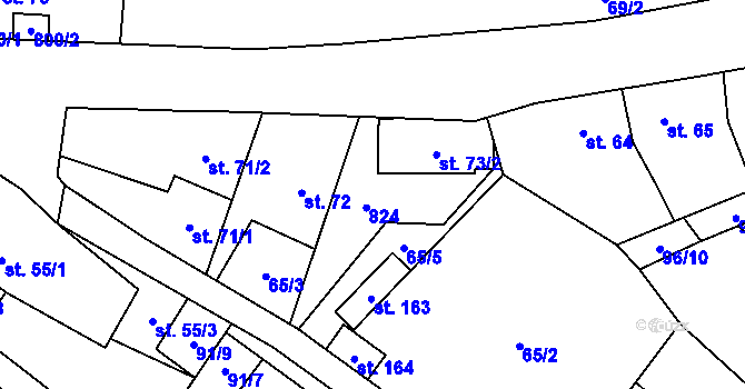 Parcela st. 73/1 v KÚ Řimice, Katastrální mapa