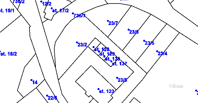 Parcela st. 129 v KÚ Řimice, Katastrální mapa