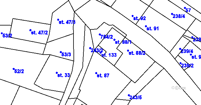Parcela st. 133 v KÚ Řimice, Katastrální mapa