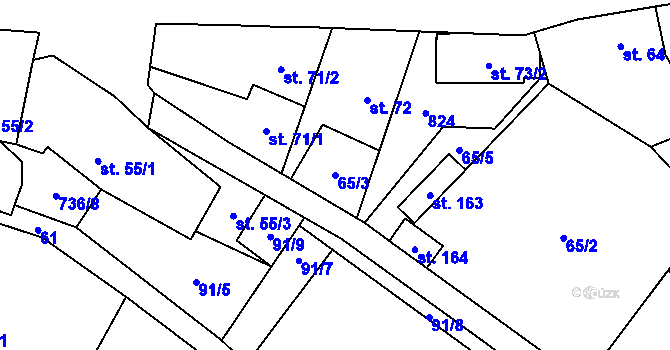 Parcela st. 65/3 v KÚ Řimice, Katastrální mapa