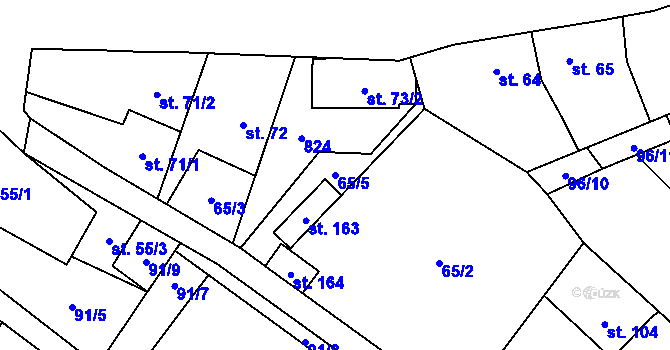 Parcela st. 65/5 v KÚ Řimice, Katastrální mapa