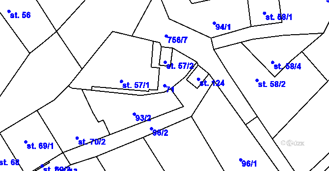 Parcela st. 71 v KÚ Řimice, Katastrální mapa