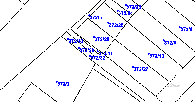 Parcela st. 372/11 v KÚ Řimice, Katastrální mapa