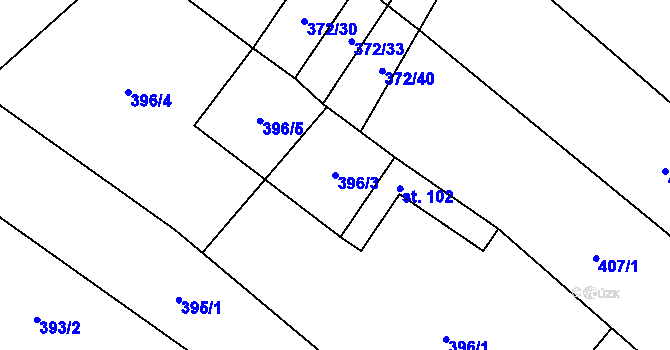 Parcela st. 396/3 v KÚ Řimice, Katastrální mapa