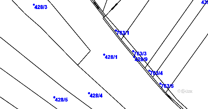 Parcela st. 428/1 v KÚ Řimice, Katastrální mapa