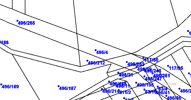 Parcela st. 496/4 v KÚ Řimice, Katastrální mapa