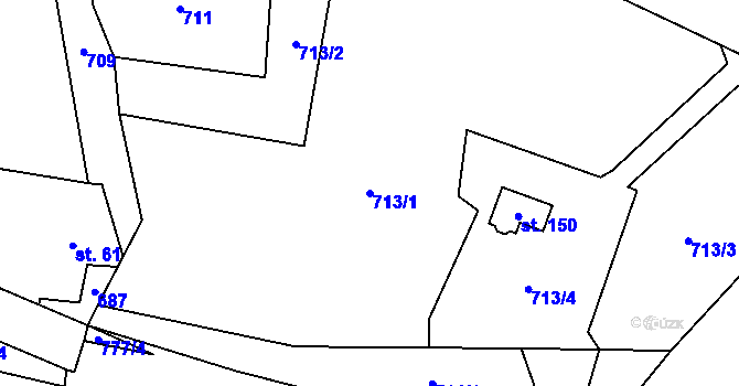 Parcela st. 713/1 v KÚ Řimice, Katastrální mapa