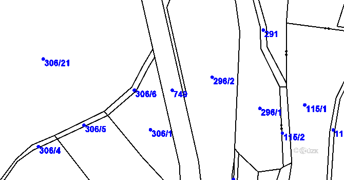 Parcela st. 749 v KÚ Řimice, Katastrální mapa