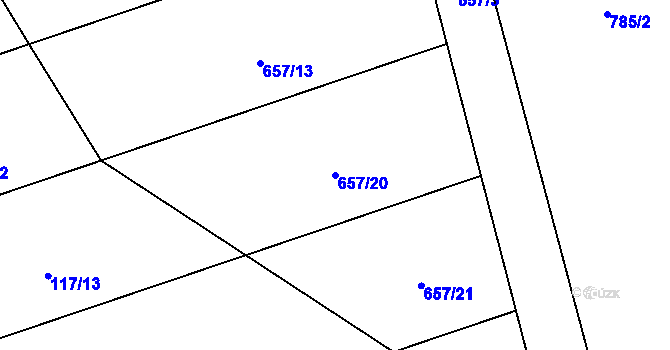 Parcela st. 657/20 v KÚ Řimice, Katastrální mapa