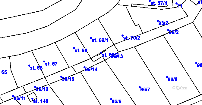 Parcela st. 69/2 v KÚ Řimice, Katastrální mapa