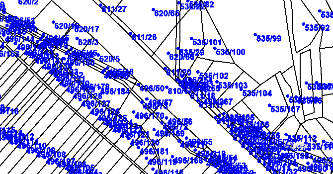 Parcela st. 810/1 v KÚ Řimice, Katastrální mapa