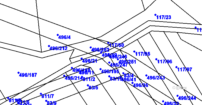 Parcela st. 496/19 v KÚ Řimice, Katastrální mapa