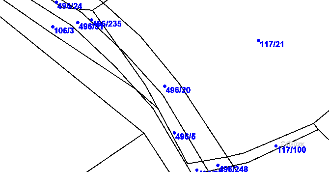 Parcela st. 496/20 v KÚ Řimice, Katastrální mapa