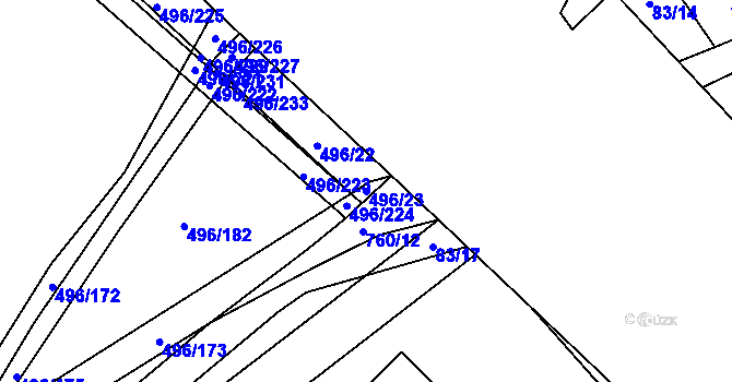 Parcela st. 496/23 v KÚ Řimice, Katastrální mapa