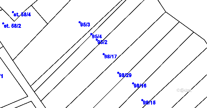 Parcela st. 98/17 v KÚ Řimice, Katastrální mapa