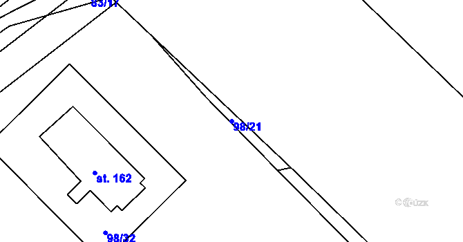 Parcela st. 98/21 v KÚ Řimice, Katastrální mapa