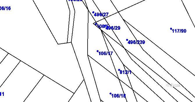 Parcela st. 106/17 v KÚ Řimice, Katastrální mapa