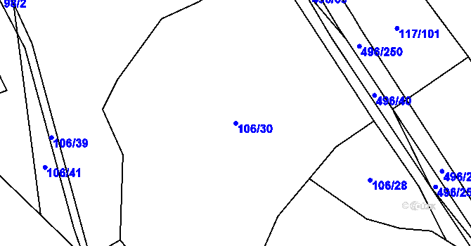 Parcela st. 106/30 v KÚ Řimice, Katastrální mapa