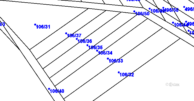 Parcela st. 106/34 v KÚ Řimice, Katastrální mapa