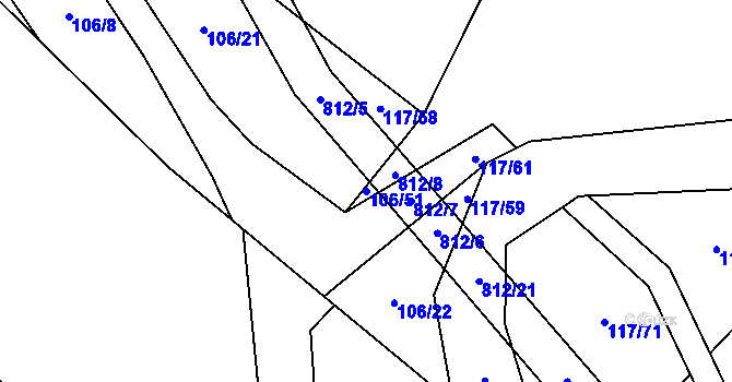 Parcela st. 106/51 v KÚ Řimice, Katastrální mapa