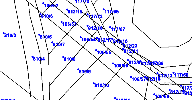 Parcela st. 106/55 v KÚ Řimice, Katastrální mapa